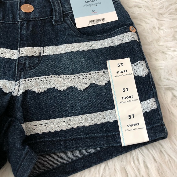 Cat & Jack Lace Front Decor Blue Jeans Shorts - Picture 3 of 7